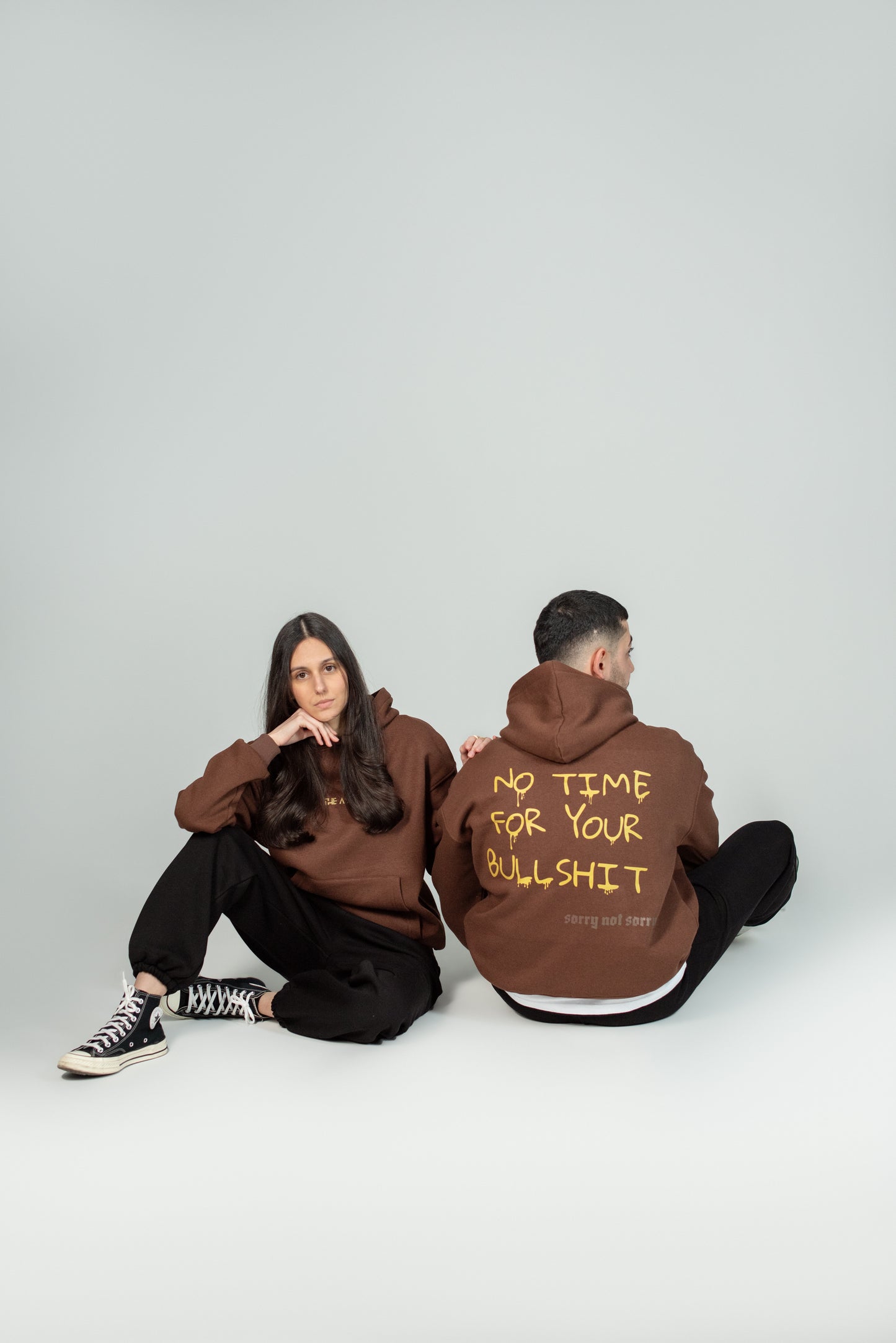 Brown Hoodie "No Time For Your Bullsh*t"