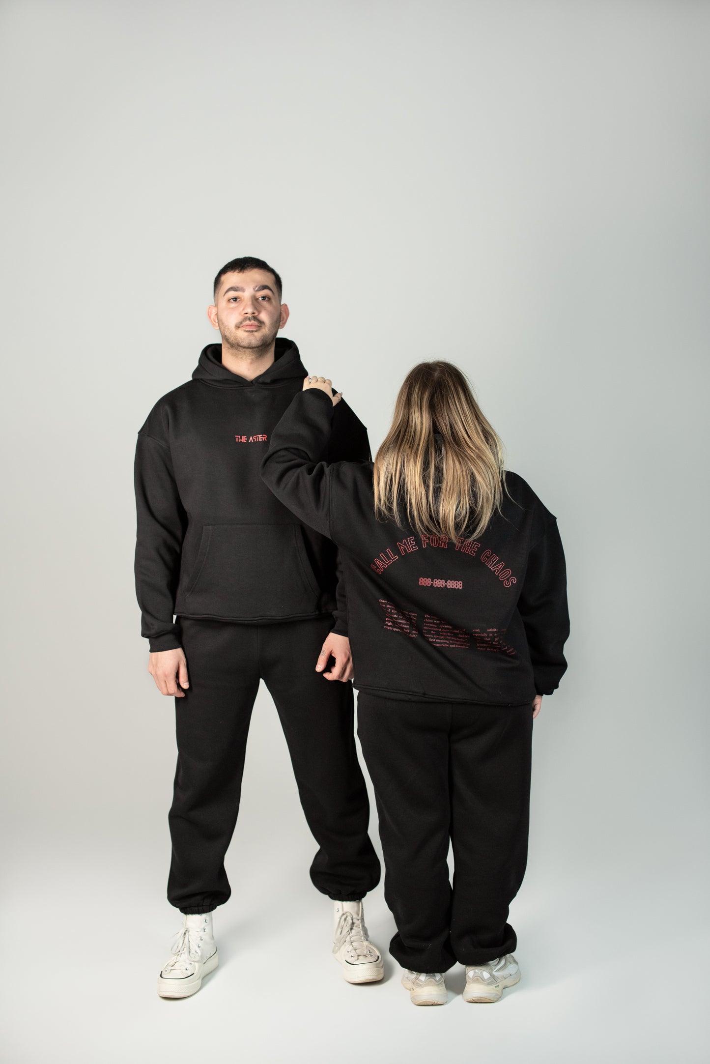 Black Oversized Hoodie "Call Me For The Chaos"
