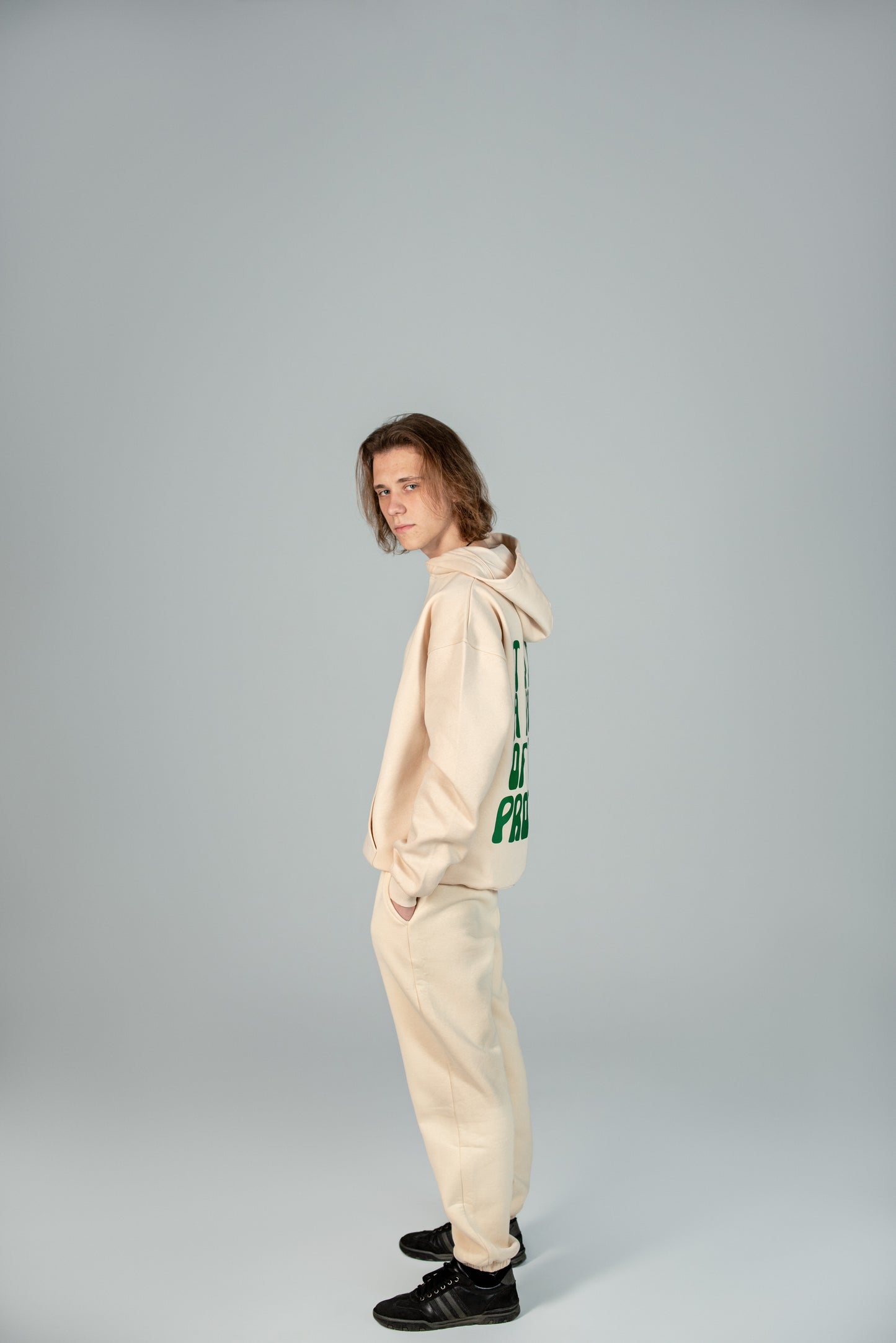 Beige Hoodie "It Is All About Process"