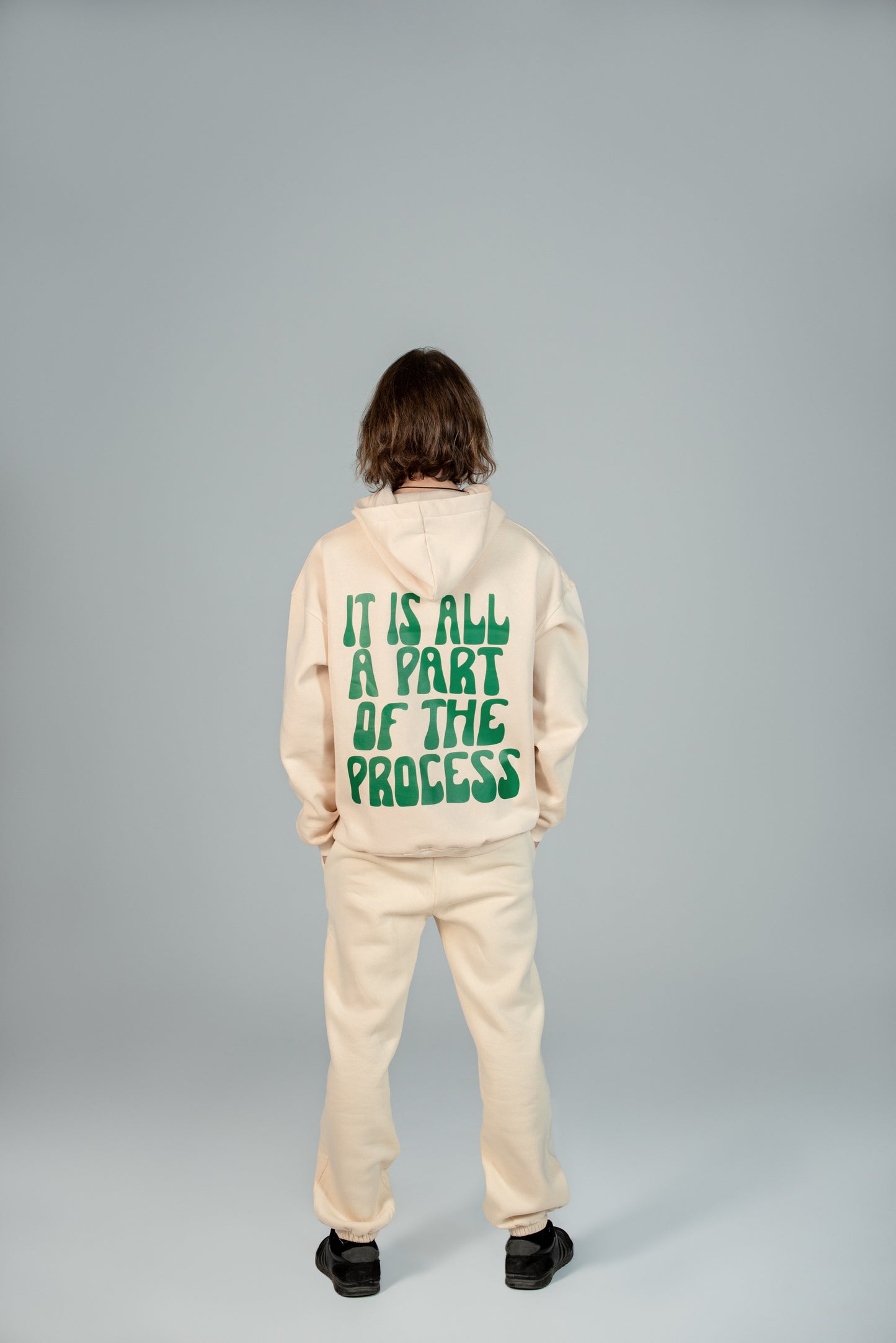 Beige Hoodie "It Is All About Process"