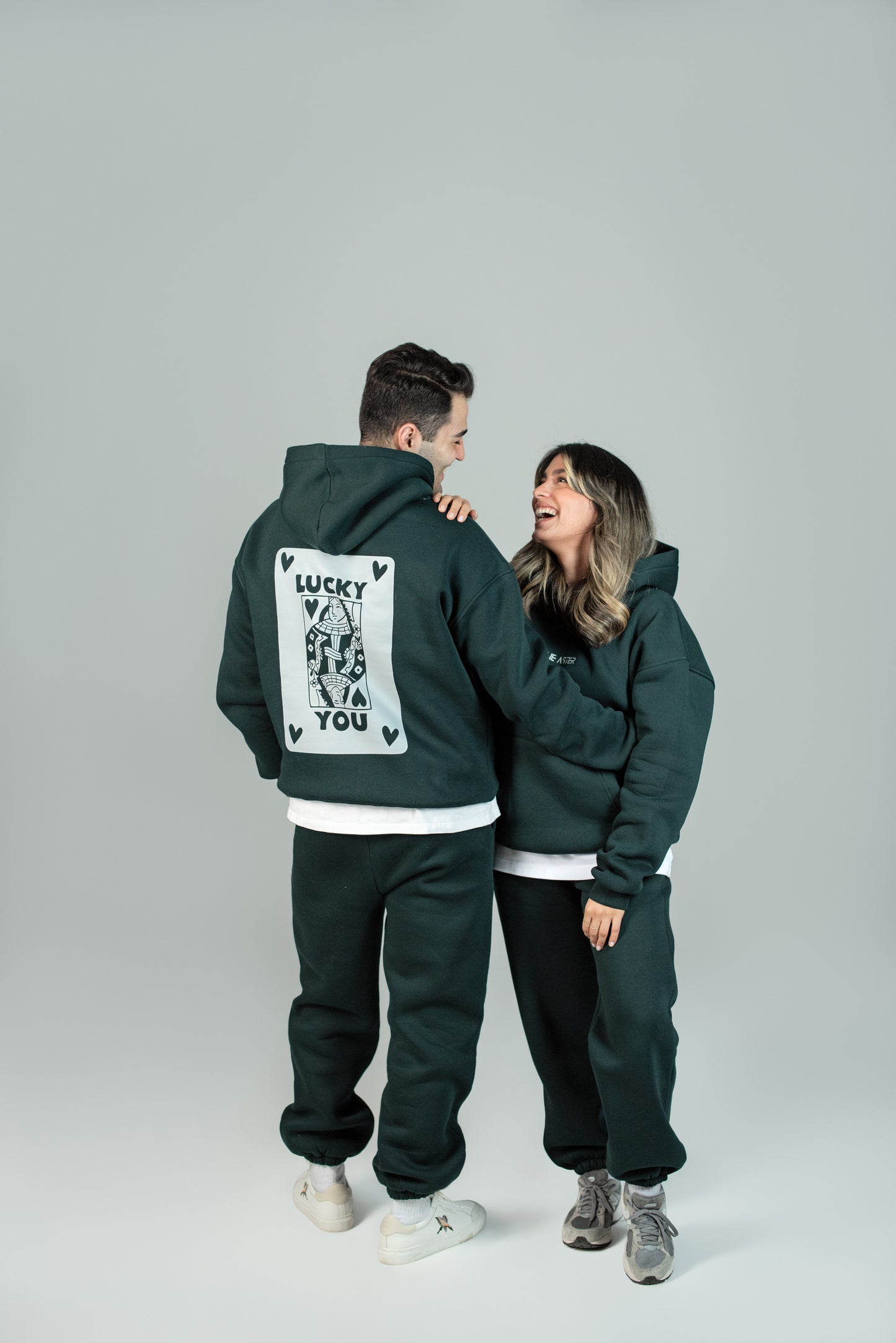 Forest Green Hoodie "LUCKY YOU"