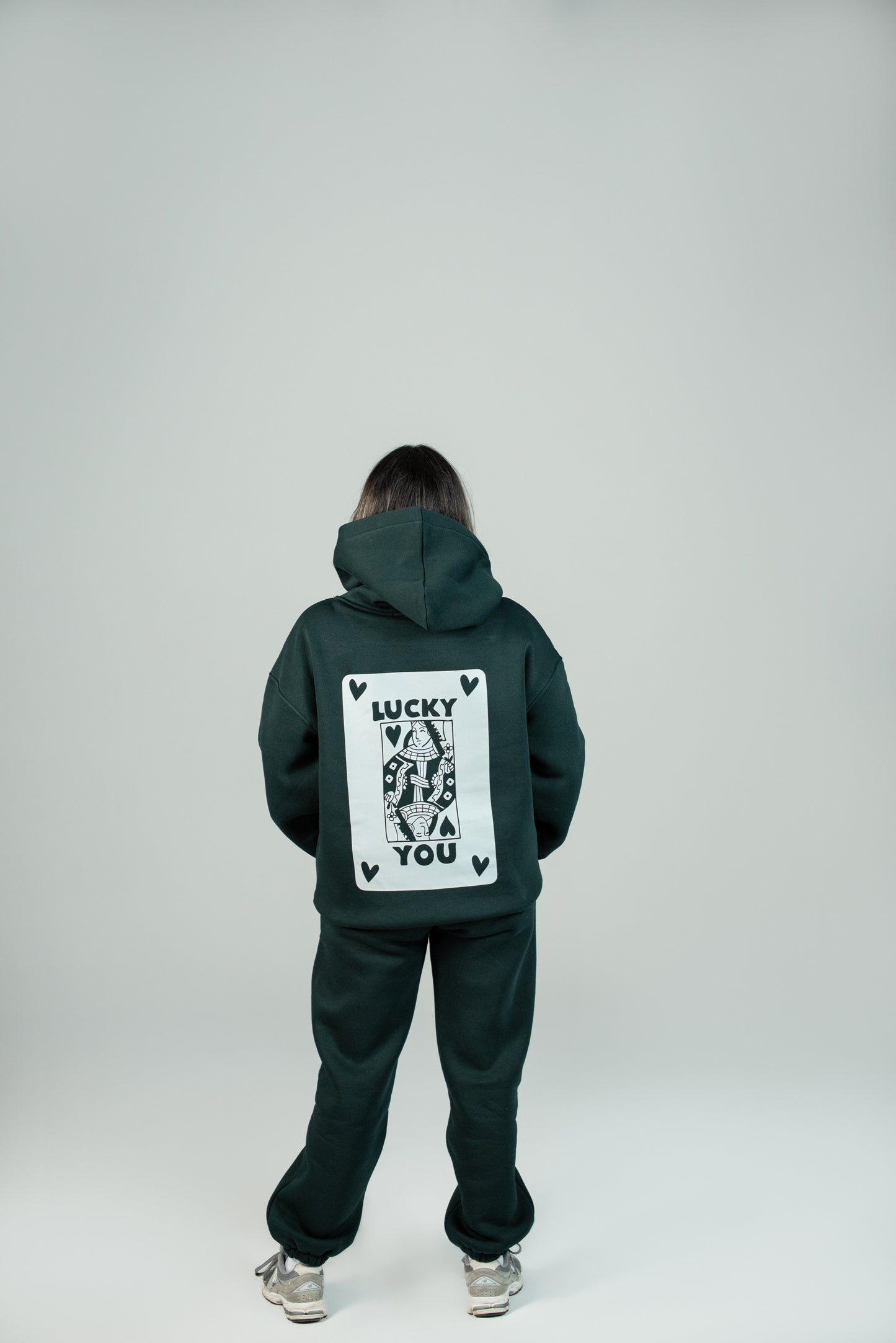 Forest Green Hoodie "LUCKY YOU"