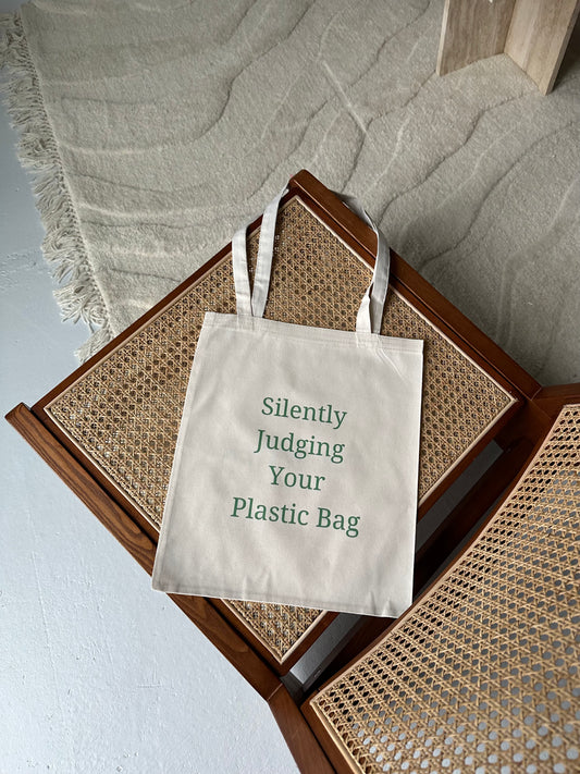 Tote bag "Silently judging your plastic bag"