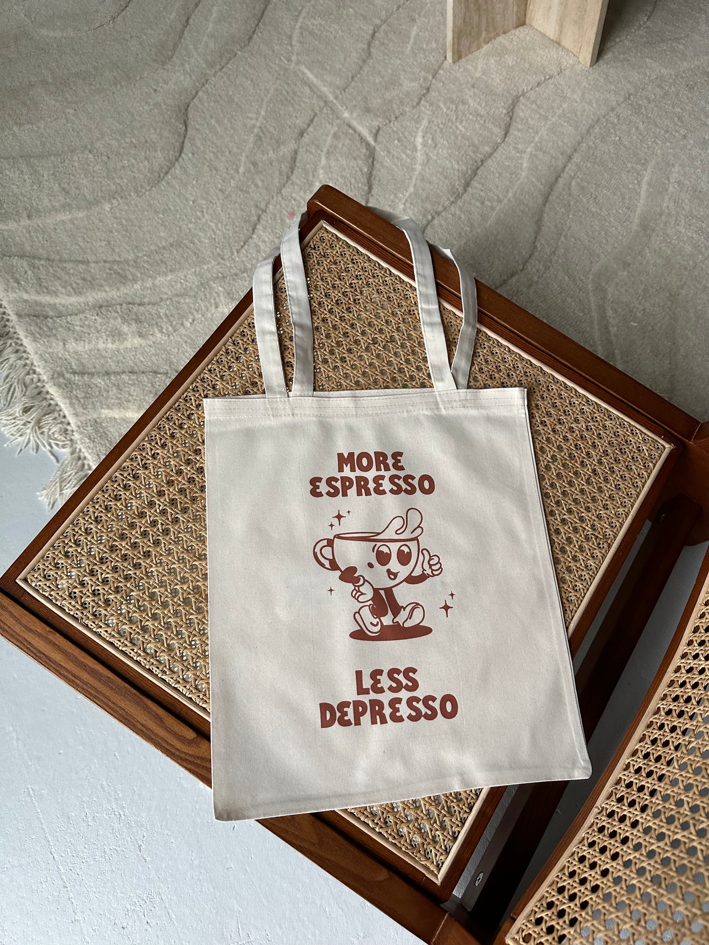 Tote bag "More espresso less depresso"